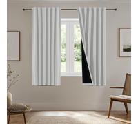 Rideaux de chambre à coucher - Rideaux occultants 100% - Rideau thermique - Protection contre la chaleur - Pour salon - Lot de 2 - Gris et blanc