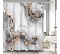 Rideaux de Douche 180x180cm avec Crochets, Montagnes de Neige Blanche | Blanc Bleu Clair Paysages Enneigés, Étanche Tissu Polyester pour Baignoire, Paysage d'hiver Frais Décor pour Salle de Bain