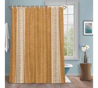 Rideaux de douche jaune ocre avec crochets 182,9 x 182,9 cm (l x L) - Ensemble de rideaux de douche imperméables à motif géométrique classique à rayures - Lavable en machine - Rideaux de douche