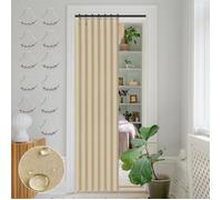 Rideaux de douche pliants en accordéon imperméable, Beige, 140x200cm, Rideau de Porte occultant pour Extérieur Pergola Placard