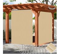 Rideaux de douche pliants en accordéon imperméable, Beige, 254x213cm, Rideau de Porte occultant pour Extérieur Pergola Placard