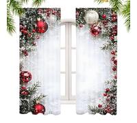 Rideaux de Noël pour Chambre 2 Pièces Couverture Imprimée De Boules De Noël