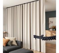 Rideaux de séparation de pièce Flexibles pour Salon, Chambre à Coucher, Rideaux occultants pour Salon, Chambre à Coucher, Panneaux de séparation, 254 x 213 cm (l x H), Beige et Rail Noir