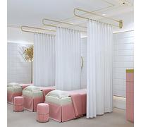 Rideaux de séparation de pièce, Rideaux de séparation Beau Salon, Tringle de Support Longue U-SD et voilages, Louns, cloisons murales sur Rail, pour Plus d'intimité, Blanc.