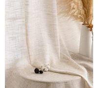 Rideaux en coton chatoyants pour le salon - 2 panneaux - Couleur naturelle - 140 x 122 cm