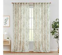Rideaux en lin à motifs floraux avec passants discrets, lot de 2