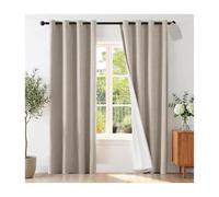 Rideaux en Lin for Chambre, occultant Total, Rideaux occultants, Protection de la Vie privée avec œillets, Panneau fenêtre Thermique(Natural Linen,52" W x 108" L (Pack of 2))