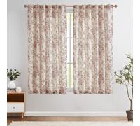 Rideaux en lin - Rideaux à motifs floraux avec passants discrets - Translucides - Style champêtre - Rideaux longs - Voilage pour salon - Voilage pour chambre