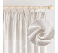 Rideaux - Lin - Rideau avec bande de plis - Voilage - Aspect lin - Moderne - Semi-transparent - Pour salon - Décoratif - Rideaux de cuisine