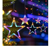 Rideaux lumineux étoiles, rideau lumineux étoiles 3M, 8 modes d'éclairage, décoration de Noël intérieure/extérieure - coloré