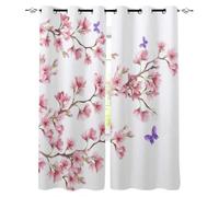 Rideaux Occultant Chambre-Rose Plante Fleur Papillon-3D Impression Numérique Isolant Thermique-140 x 160 cm-90% Rideaux Occult[429]