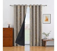 Rideaux occultants 100%, 84 pouces de long, 2 pièces, imprimé marbre, rideaux isolants thermiques pour chambre, avec doublure noire, rideaux insonorisants 52 pouces * 84 pouces (132 * 213 cm),39 pouce