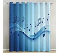 Rideaux Occultants 140x200 cm Lot de 2 à Œillets Notes de Musique Bleues