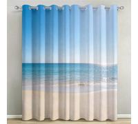 Rideaux Occultants 140x200 cm Lot de 2 à Œillets Plage et Mer Turquoise