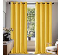 Rideaux occultants à œillets pour chambre d'enfant, rideaux thermiques, protection contre le froid, dimensions 220x140 cm, couleur jaune moutarde, lot de 2