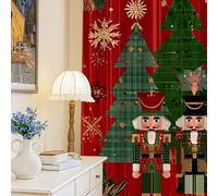 Rideaux occultants à isolation thermique pour chambre à coucher et chambre d'enfant Motif Casse-noisette Rouge 132 x 241 cm
