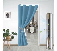 Rideaux Occultants a Oeillets avec tige Bleu 132x244 cm, Rideau de porte, Thermique Anti-Froid/Chaud, Balcon