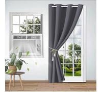 Rideaux Occultants a Oeillets avec tige Gris 132x203 cm, Rideau de porte, 100% Polyester, Occultation Max, Lavable