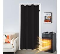 Rideaux Occultants a Oeillets avec tige Noir 86x203 cm, Rideau de porte, 100% Polyester, Sans Corde, Lavable