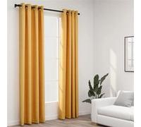 Rideaux occultants Aspect lin à œillets 2 pcs Jaune 140x225 cm Jaune G