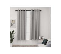 Rideaux occultants Aspect lin avec oillets 2 pcs Gris 140x175cm