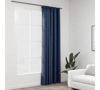 Rideaux occultants, aspect lin, bleu, 290 x 245 cm, avec crochets en métal, opaques, isolants, insonorisants, rideaux thermiques pour salon, chambre à coucher, chambre d'enfant, cuisine