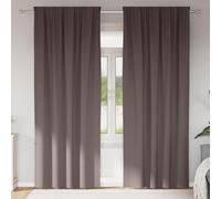 Rideaux occultants avec anneaux 2 pcs Marron foncé 260 x 140 cm