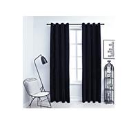 Rideaux occultants avec anneaux 2 pcs Velours Noir 140x245 cm