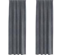 Rideaux occultants avec bande adhésive 2 pièces Super Gris clair Velours, Rideaux & voilages DesignMöbel Nouveau