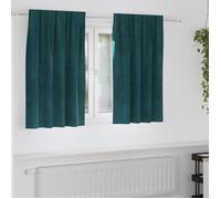 Rideaux occultants avec bande supérieure 2 pièces en velours vert foncé