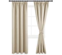 Rideaux occultants avec bandes, 2 pièces, Crème Beige