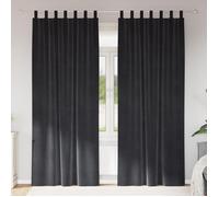 Rideaux occultants avec boucles de suspension 2 pcs en velours gris foncé