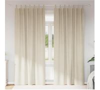 Rideaux occultants avec boucles de suspension 2 pièces en velours crème