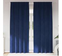 Rideaux Occultants avec Panneau Supérieur 2 pièces Velours Bleu Nuit