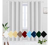 Rideaux Occultants Blanc Thermique Grande Largeur à Oeillets Anti UV Rideau Douche pour Fenetre Intérieurs Cuisine Dressing 90x230cm