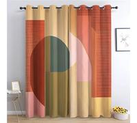 Rideaux Occultants Chambre 280x245 cm, Motif Figures GéOméTriques Abstraites Rideau Thermiques Isolants et Antibruit, Rouge Rideaux Doux Lavables Anti-Fade Polyester, pour Chambre d'enfant et Salon