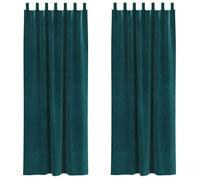 vidaXL Rideaux occultants Velours 2 pcs 140×260 cm Vert foncé – Boucles tissu, Lavable