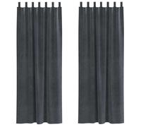 Rideaux occultants en velours - vidaXL - Gris clair - 140x225 cm - Lot de 2 - Boucles en tissu - Lavable en machine