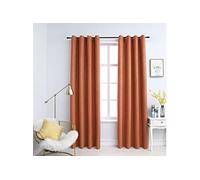 vidaXL 2X Rideaux Occultants avec Anneaux en Métal Occultant à Oeillet Chambre à Coucher Fenêtre Salon Bureau Maison Intérieur Rouille 140x225 cm