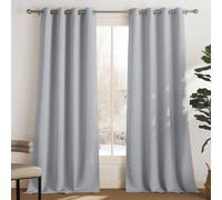 Rideaux occultants, grande hauteur - Ensemble de 2 rideaux, œillets, dimensions : 140 cm de largeur x 260 cm de hauteur, couleur gris argenté