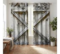 Rideaux occultants - Isolants thermiques - Style porte de grange blanche - 140 x 260 cm - Lot de 2