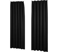 Rideaux occultants, lot de 2, 138x140 cm, couleur noire, avec volants, insonorisants et isolants thermique
