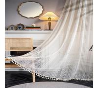 Rideaux occultants modernes en lin transparent avec motif au crochet pour salon et chambre à coucher, 150 x 160 cm, décoration d'intérieur élégante, style filtrant la lumière