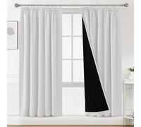 Rideaux occultants pour intérieur - 100% occultation pour espaces intérieurs - Lot de 2 - Rideaux pour chambre d'enfant - Chambre à coucher - Gris et blanc