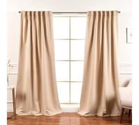 Rideaux occultants premium Silecomplaza – Solution de fenêtre isolante et opaque, idéale pour les chambres à coucher – Passants et poche à tringle – Beige – 132,1 cm de largeur x 320 cm de longueur –