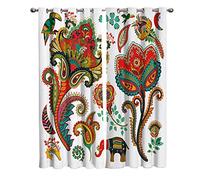 Rideaux Occultants, Rideau À Oeillet Isolants Thermiques 3D Fleur Gros Oiseau Paisley Maladroit Belle Imprimé Rideau Pour Salon Moderne Rideau De Fenêtre Lot De 2 Pour Enfant Chambre Cuisine 170X200C