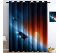 Rideaux occultants sur le thème de l'espace, longueur : 213 cm