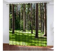 Rideaux Occultants Thermique Et Phonique paysage Grand arbre prairie Rideaux Exterieurs Pour Terrasse 60x120cm Rideau,[Z701]
