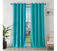 Rideaux occultants thermiques lot de 2 panneaux polyester 100% 240x135 cm bleus, isolation thermique blocage UV, 8 œillets