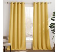 Rideaux occultants thermiques - PZCC - Lot de 2 - 106x213 cm - Jaune - Œillets ronds